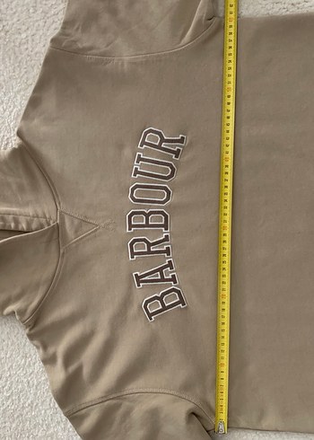 Bej Barbour Baskılı Kapüşonlu Sweatshirt - Görsel 6