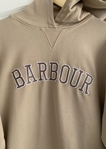 Bej Barbour Baskılı Kapüşonlu Sweatshirt - Görsel 2