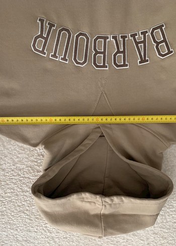 Bej Barbour Baskılı Kapüşonlu Sweatshirt - Görsel 8