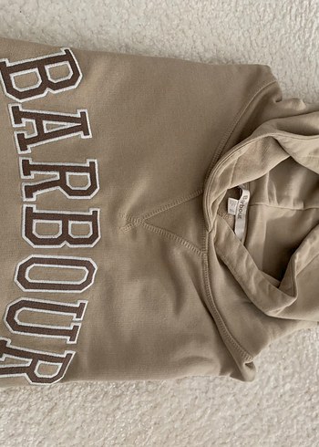 Bej Barbour Baskılı Kapüşonlu Sweatshirt - Görsel 11