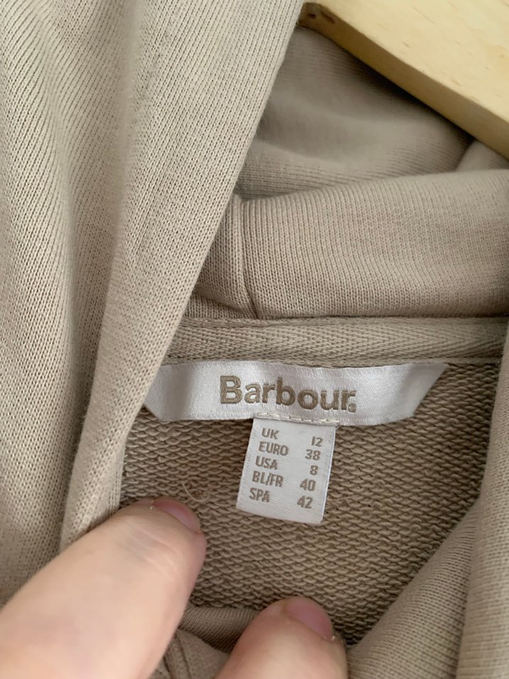 Bej Barbour Baskılı Kapüşonlu Sweatshirt - Görsel 3