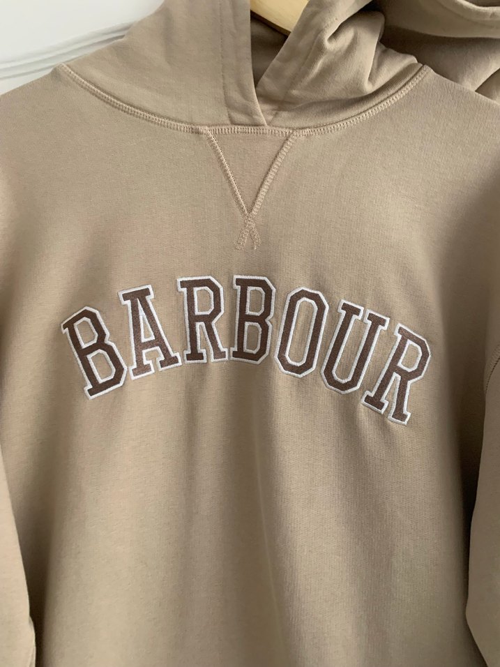 Bej Barbour Baskılı Kapüşonlu Sweatshirt - Görsel 2