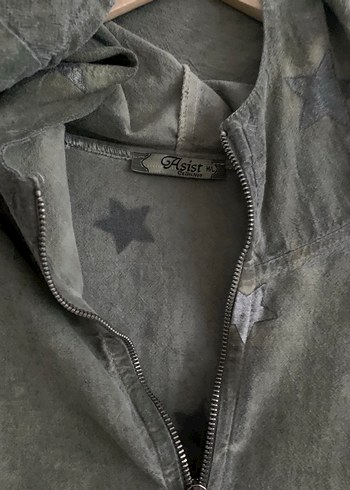 Haki Kapüşonlu Kadın Ceket - Görsel 7