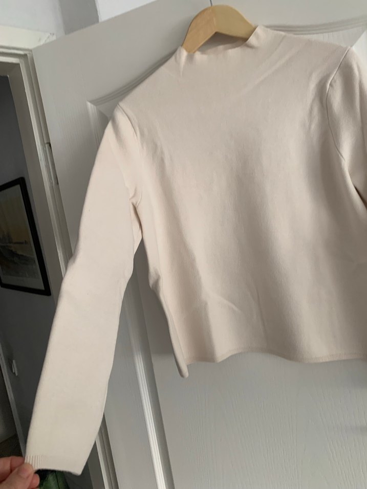 MANGO Bej Kadın Uzun Kollu Bisiklet Yaka Dokuma Kazak - Görsel 2