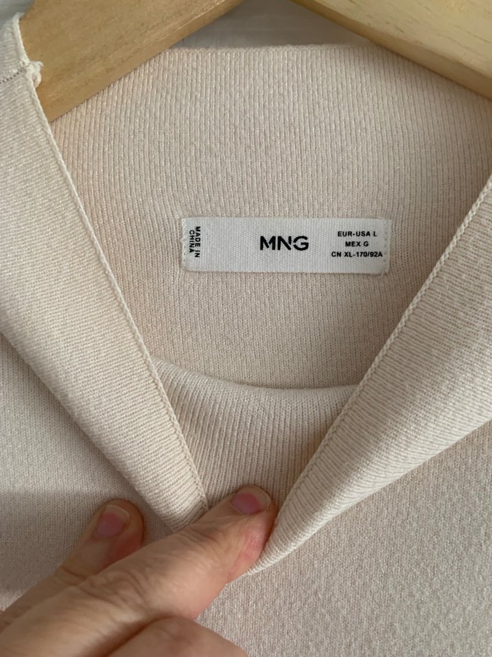 MANGO Bej Kadın Uzun Kollu Bisiklet Yaka Dokuma Kazak - Görsel 3