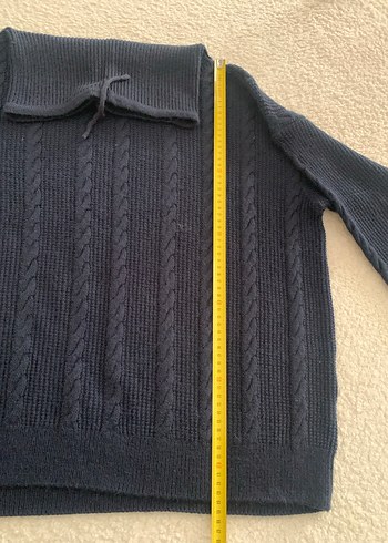 Lacivert Yün Örgü Yüksek Yakalı Kadın Kazak - Görsel 7