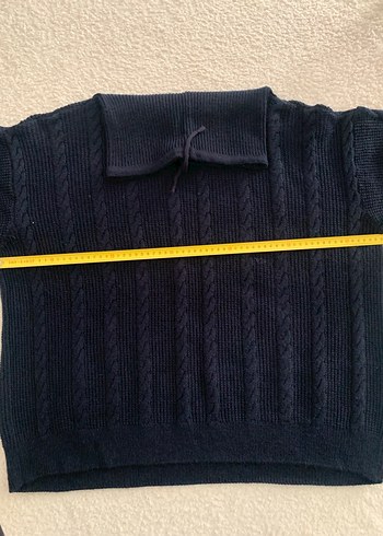 Lacivert Yün Örgü Yüksek Yakalı Kadın Kazak - Görsel 6