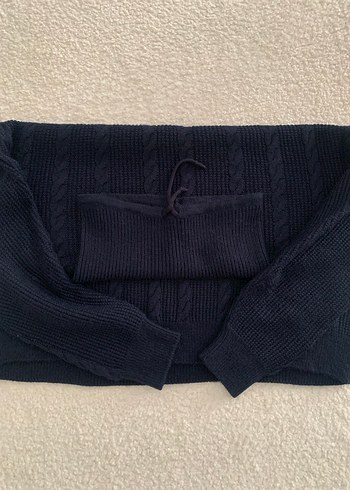 Lacivert Yün Örgü Yüksek Yakalı Kadın Kazak - Görsel 8