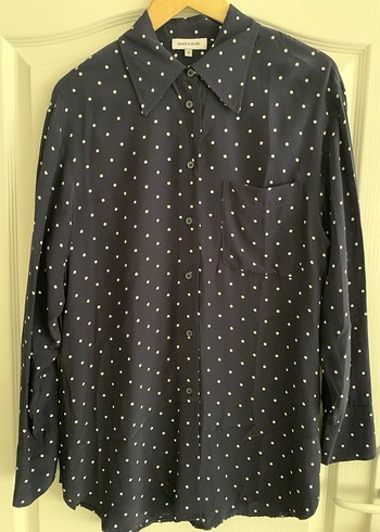 Lacivert Puantiyeli Uzun Kollu Gömlek - Görsel 4