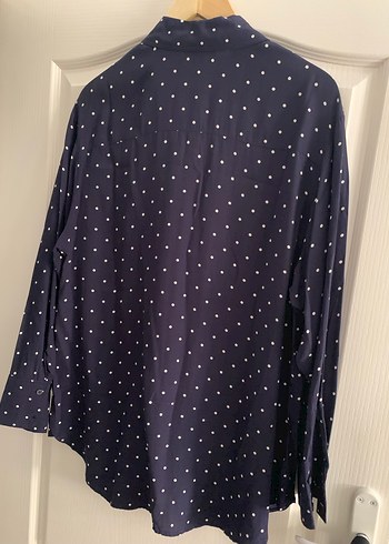 Lacivert Puantiyeli Uzun Kollu Gömlek - Görsel 3