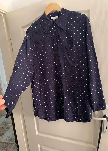 Lacivert Puantiyeli Uzun Kollu Gömlek - Görsel 2