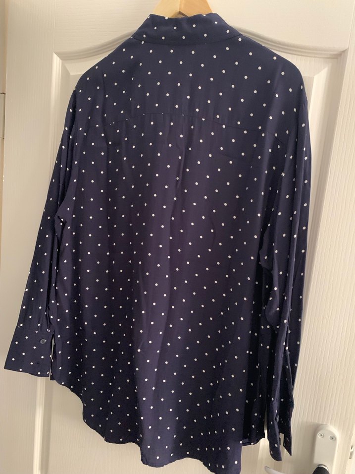 Lacivert Puantiyeli Uzun Kollu Gömlek - Görsel 3
