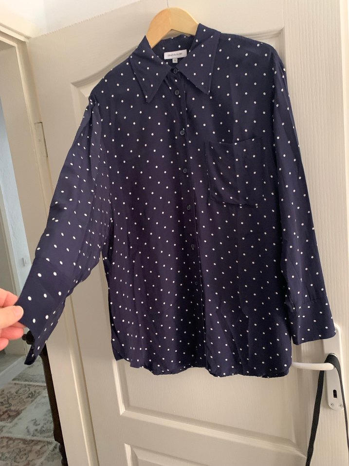 Lacivert Puantiyeli Uzun Kollu Gömlek - Görsel 2