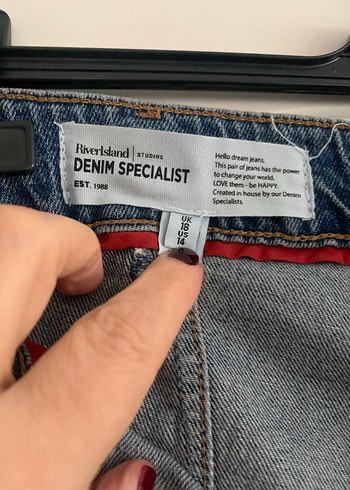 Düğmeli Bol Kesim Mavi Kadın Kot Pantolon - Görsel 3