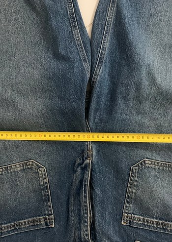 Düğmeli Bol Kesim Mavi Kadın Kot Pantolon - Görsel 10