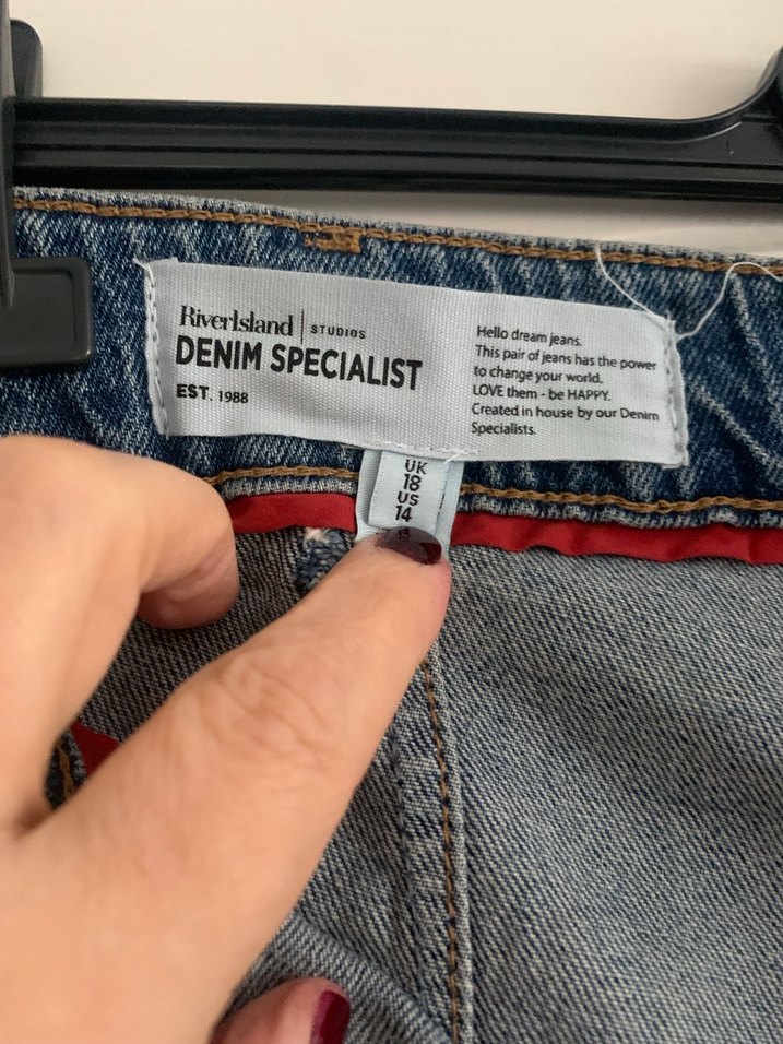 Düğmeli Bol Kesim Mavi Kadın Kot Pantolon - Görsel 3