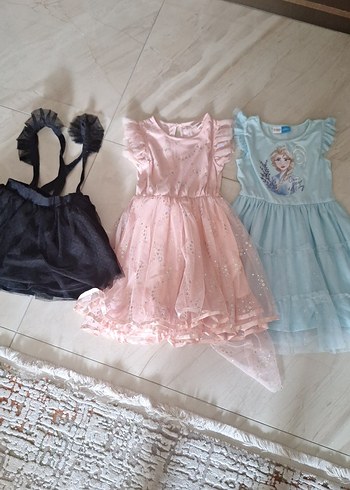 Pembe Nakışlı Volanlı Straplez Kız Elbisesi