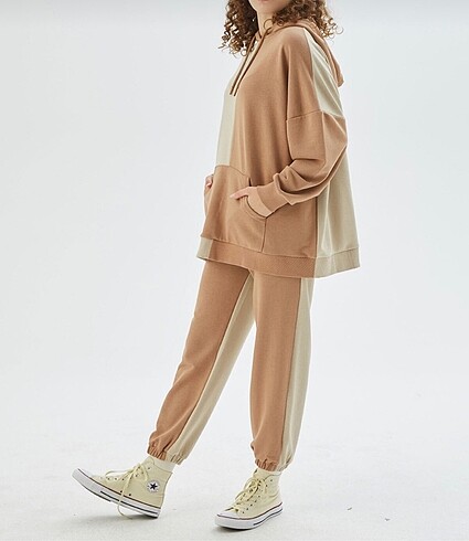 l Beden haki Renk Manuka oversize blok renk sweatshirt