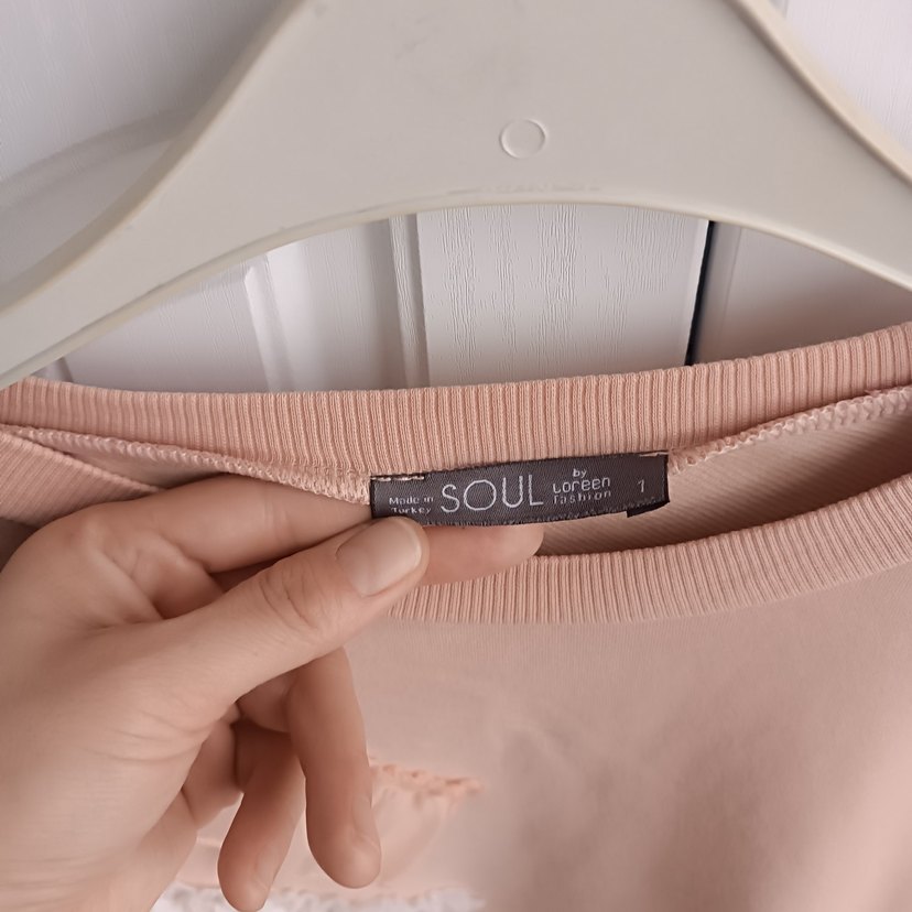 Pembe Fırfırlı Uzun Kollu Kadın Sweatshirt - Görsel 3