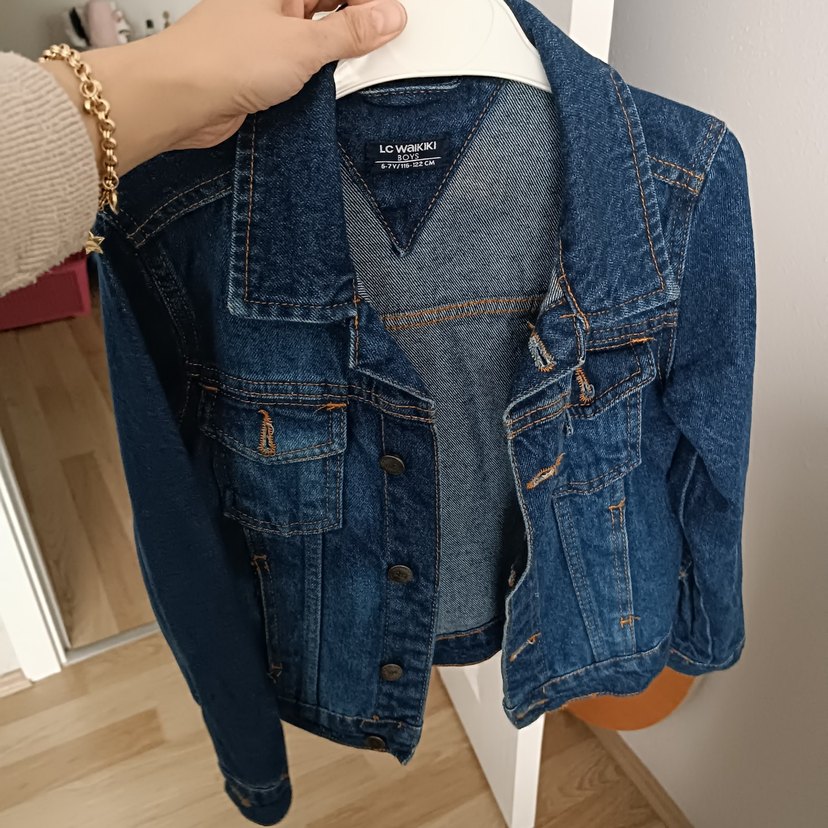 Düğmeli Koyu Mavi Kadın Denim Ceket - Görsel 2