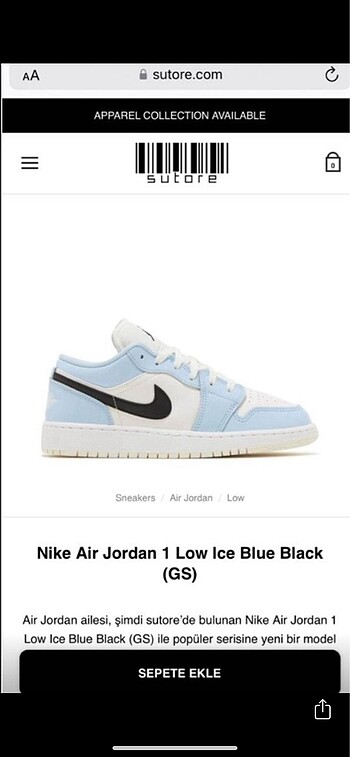 Nike AIR JORDAN 1 LOW ICE BLUE BLACK