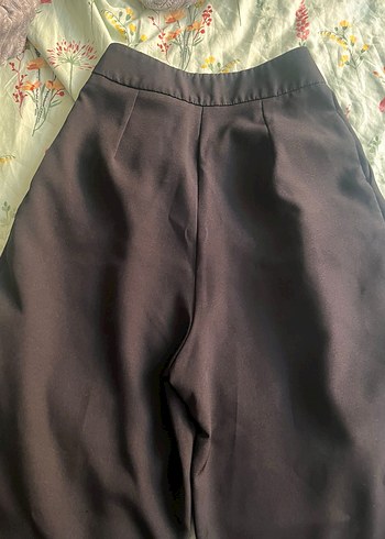 xs Beden kahverengi Renk Kadın Siyah Pilili Kumaş Pantolon