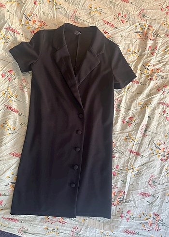 Zara Siyah Düğmeli elbise - Görsel 8