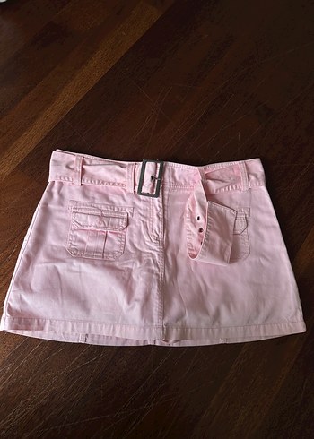 Pembe Kemerli Mini Etek