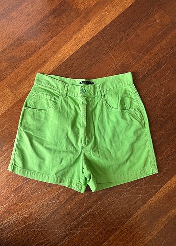 Yeşil Mini Keten Şort