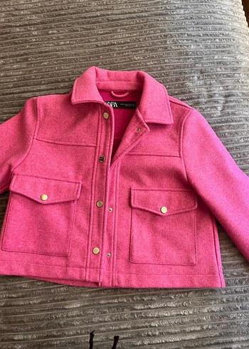 Düğmeli Pembe Mini Kadın Ceket