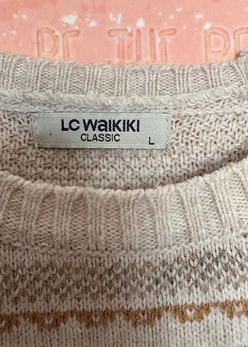 LC Waikiki Bohem Desenli Bej Triko Kadın Kazak