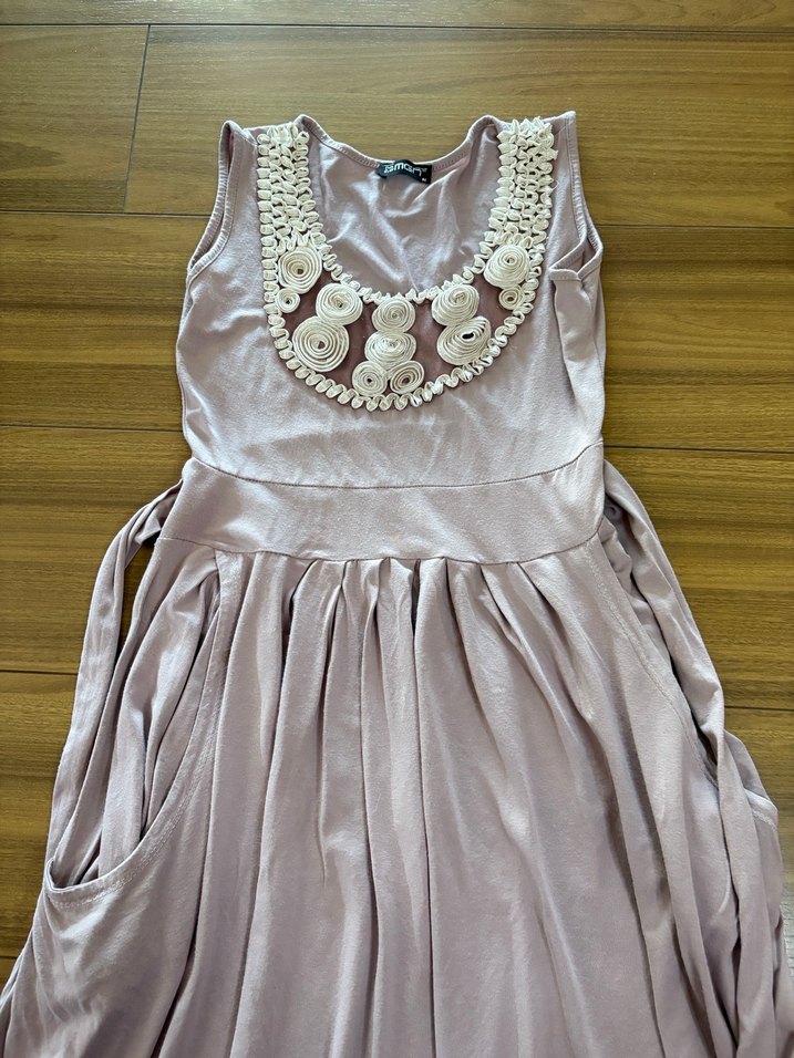 Bej Drapeli Uzun bohem Elbise - Görsel 2