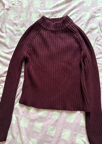 Mürdüm Örme Boğazlı Kadın Kazak - Görsel 2