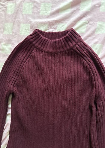 Mürdüm Örme Boğazlı Kadın Kazak - Görsel 3