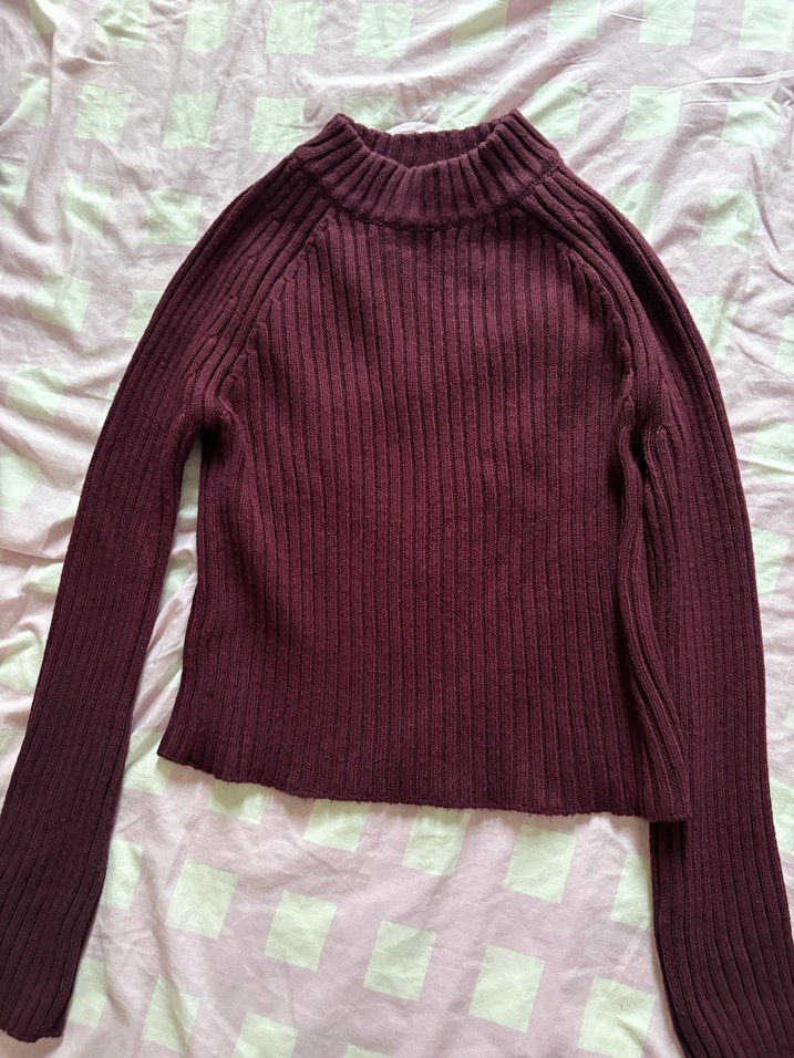 Mürdüm Örme Boğazlı Kadın Kazak - Görsel 2