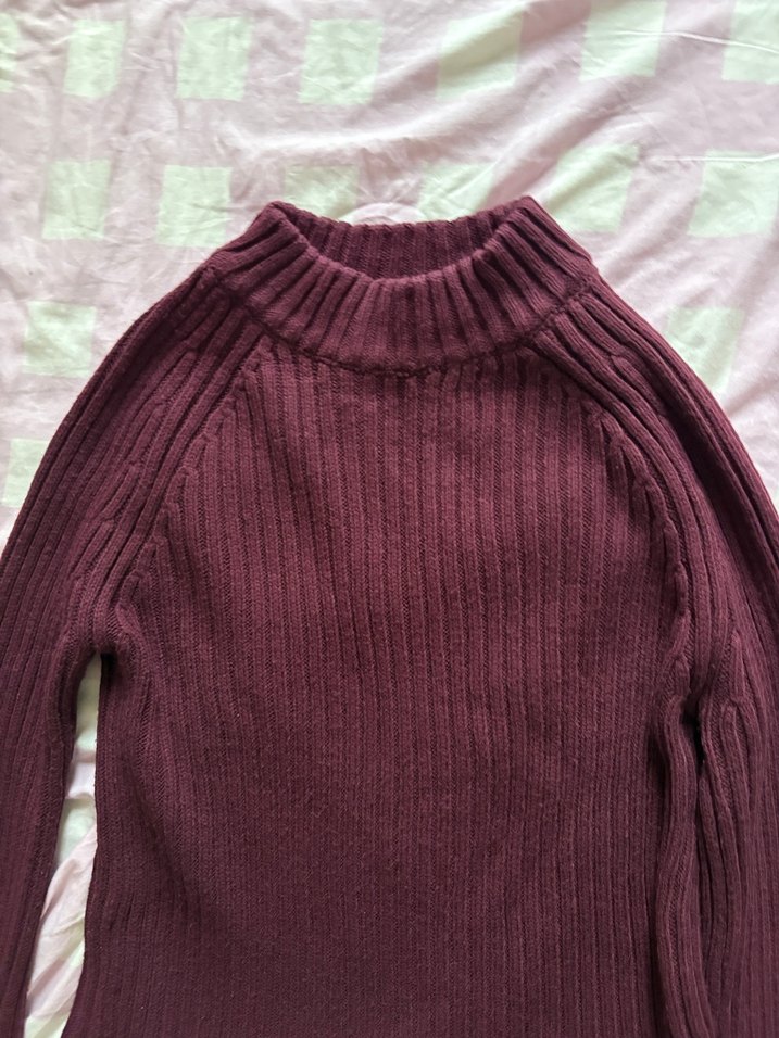 Mürdüm Örme Boğazlı Kadın Kazak - Görsel 3