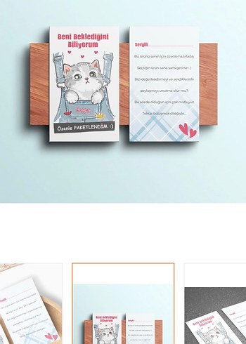 Sevimli Kedi Temalı teşekkür kartları 100 adet - Görsel 2