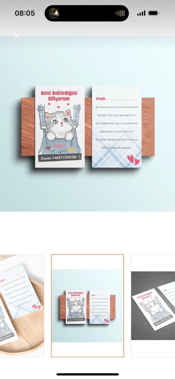 Sevimli Kedi Temalı teşekkür kartları 100 adet - Görsel 2