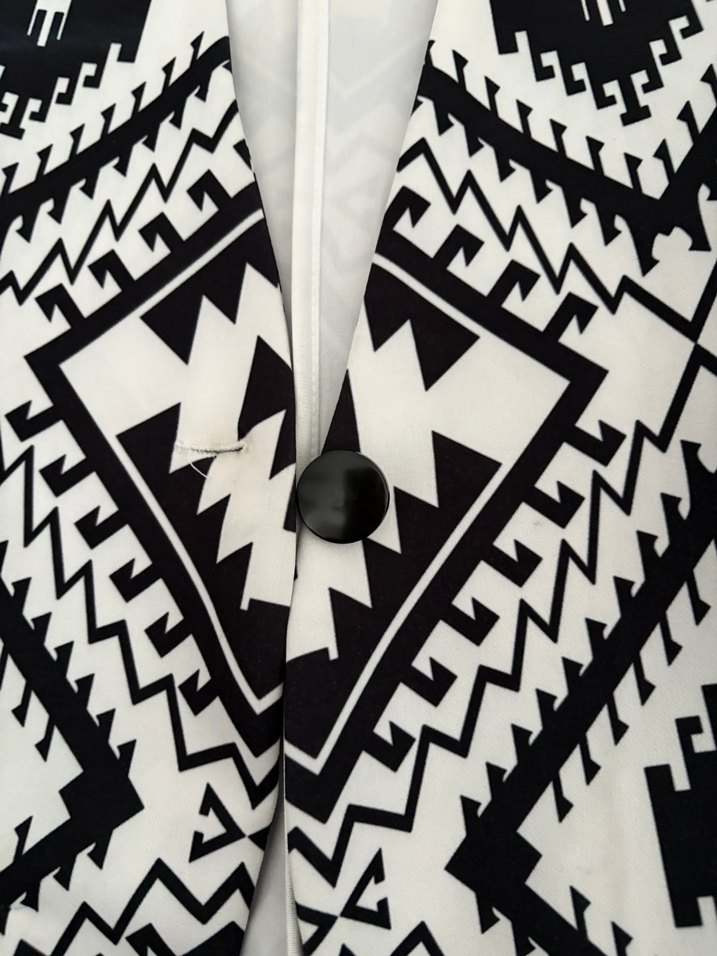 Bohem Desenli Uzun Kollu Kadın Blazer Ceket - Görsel 4