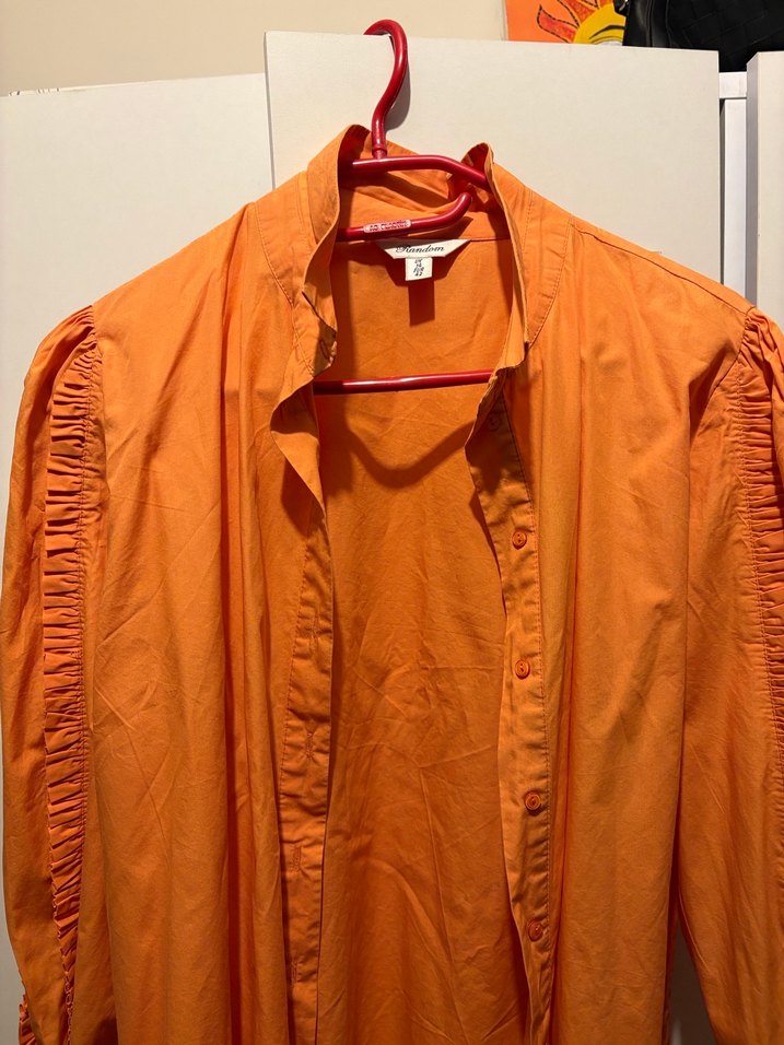 Kadın Turuncu Pilili Uzun Kollu Gömlek - Görsel 3