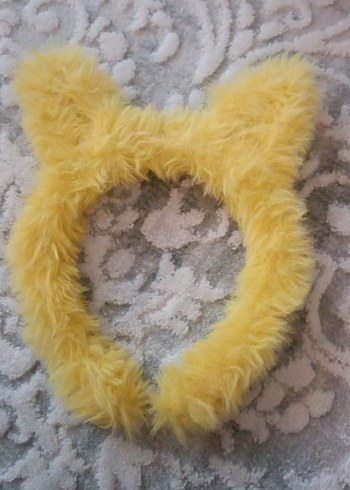 Sarı Tüylü Kedi Kulakları Taç - Görsel 2