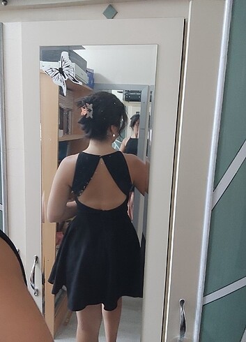 Trendyol & Milla Siyah sırt dekolteli mini elbise