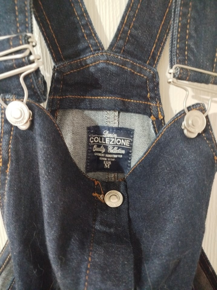 Siyah Düğmeli Kısa Kot Tulum - Görsel 2