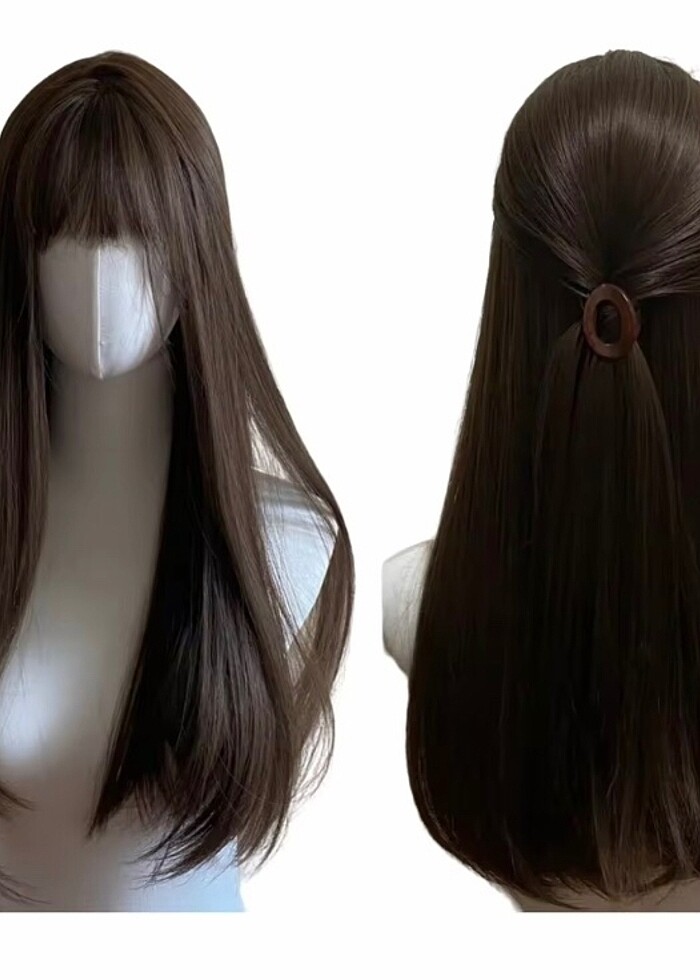 Koyu Kahverengi Çok Gerçekçi Dolgun Peruk - Görsel 2
