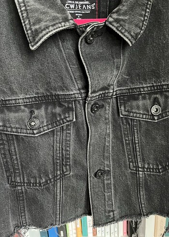 Gri Düğmeli Kolsuz Denim Ceket - Görsel 6