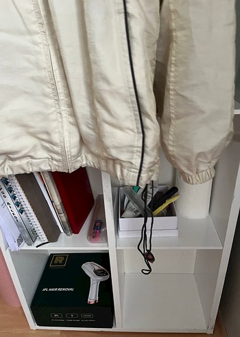 Beyaz Fermuarlı Kadın Keten Ceket - Görsel 2