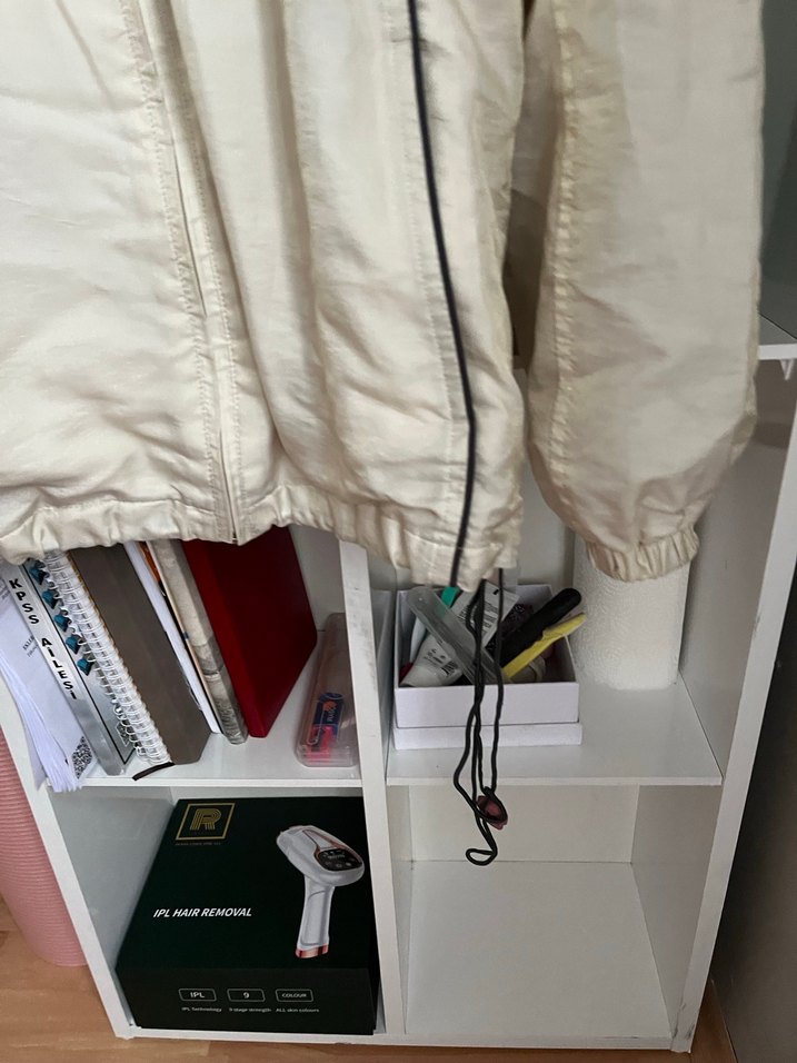 Beyaz Fermuarlı Kadın Keten Ceket - Görsel 2