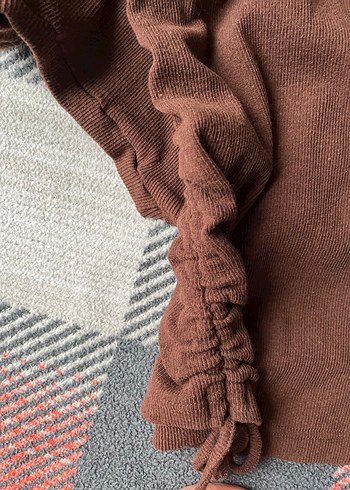 Kahverengi Kısa Kollu Hamile Kısa Tişört - Görsel 5