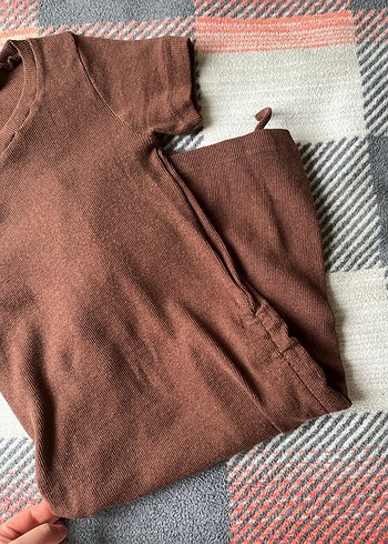 Kahverengi Kısa Kollu Hamile Kısa Tişört - Görsel 3