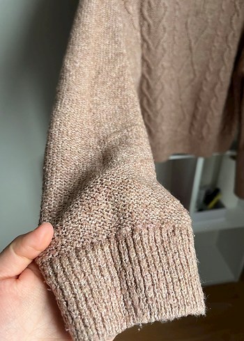 Kadın Kahverengi V Yaka Örgü Kazak - Görsel 4